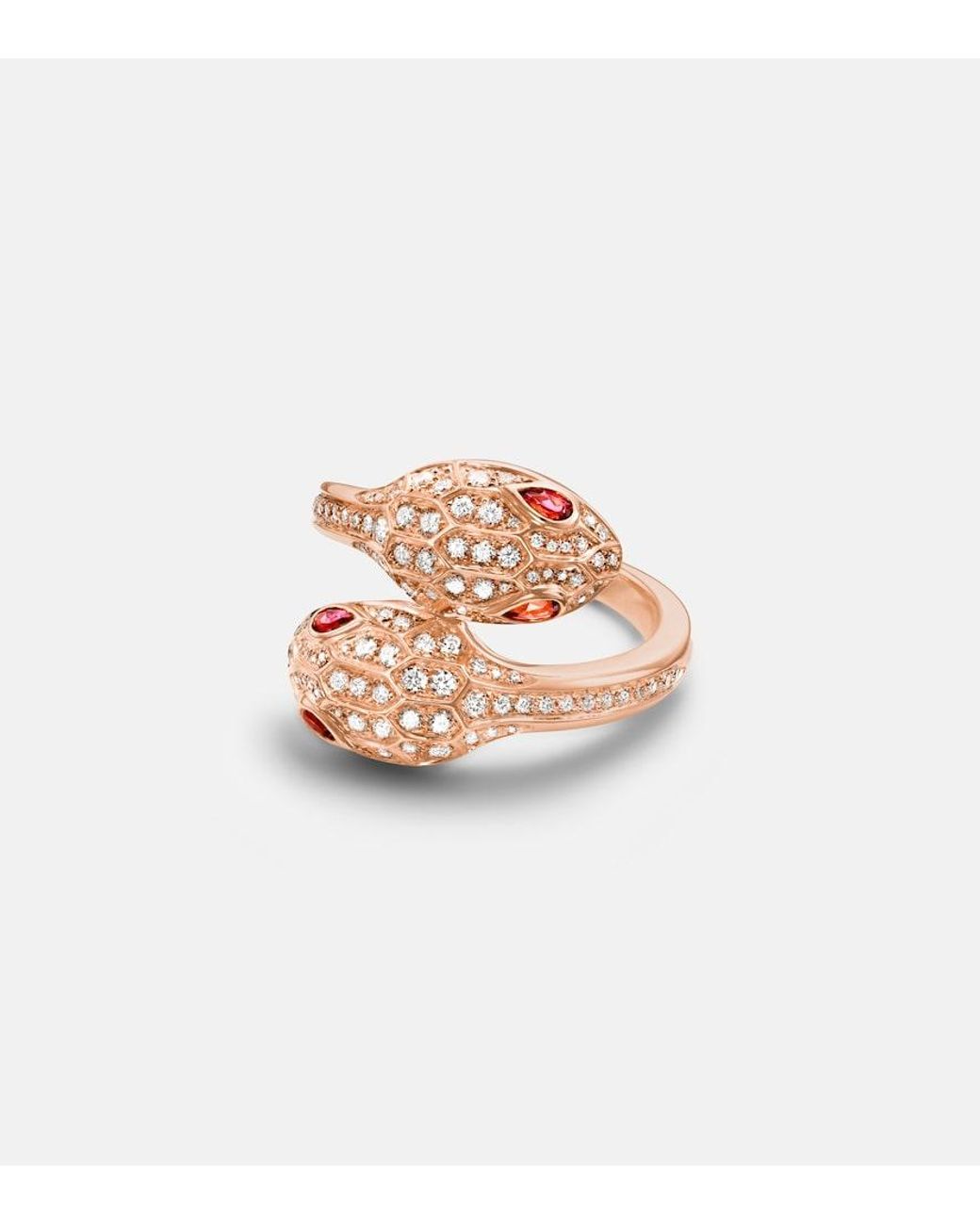 BVLGARI Pink Serpenti Seduttori 18Kt Rose Ring With Diamonds And Rubellites