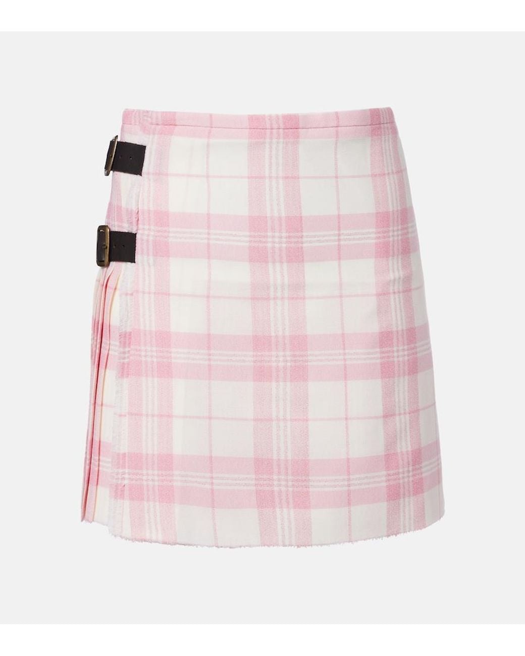 Vivienne Westwood Pink Plaid Wool-Blend Miniskirt