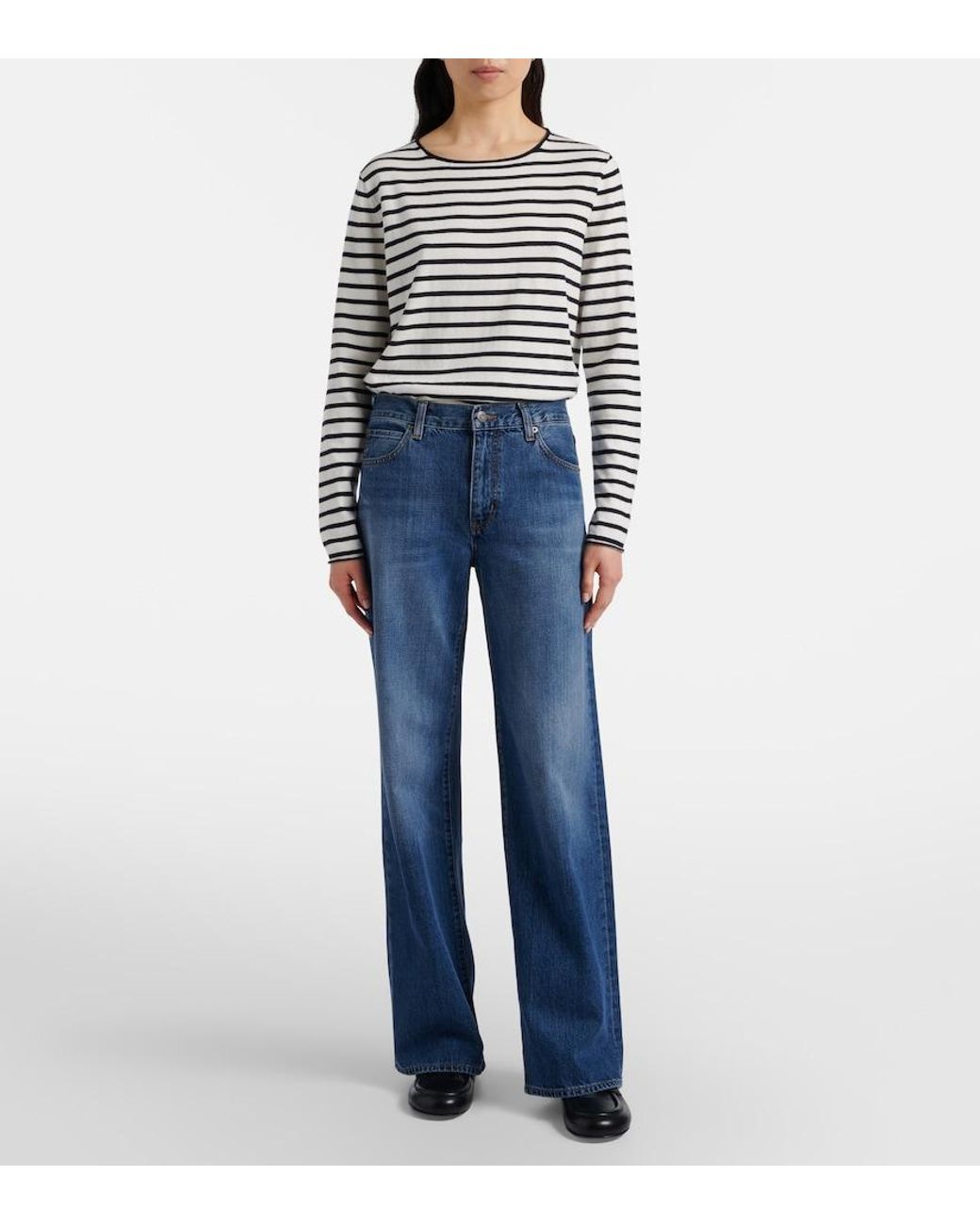 FRAME Blue The Off Duty Stroll Wide-Leg Jeans