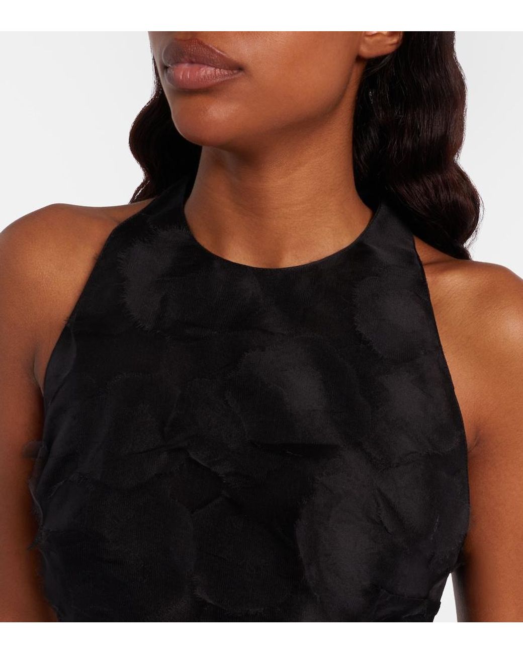 Max Mara Black Fumetto Silk Fil Coupe Crop Top