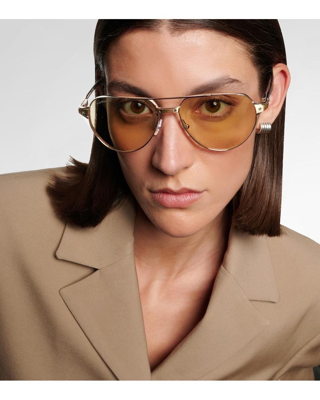 Cartier Natural Santos De Cartier Aviator Sunglasses