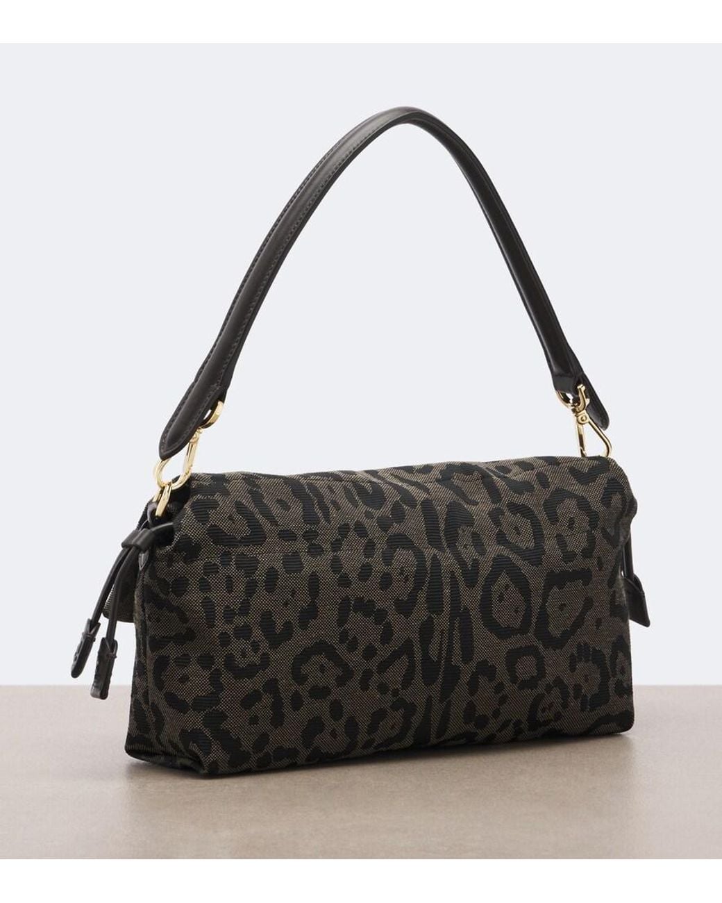 Fendi Black Baguette Soft Medium Jacquard Shoulder Bag