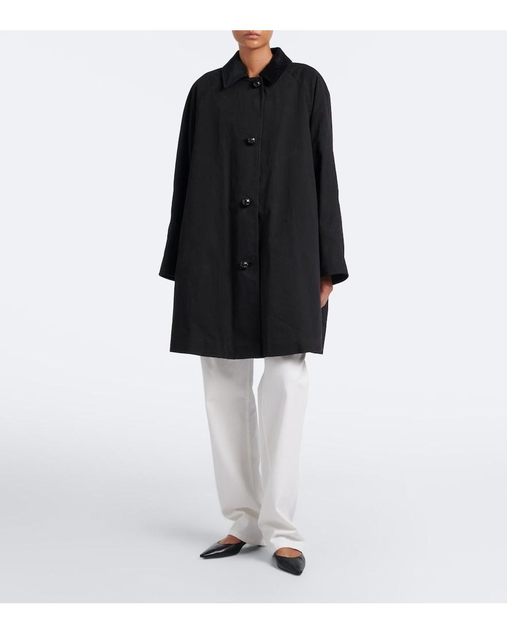The Row Black Ina Cotton Gabardine Coat