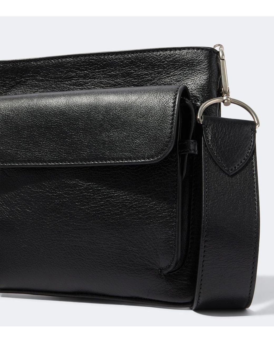 Metier Black Slide Leather Messenger Bag for men