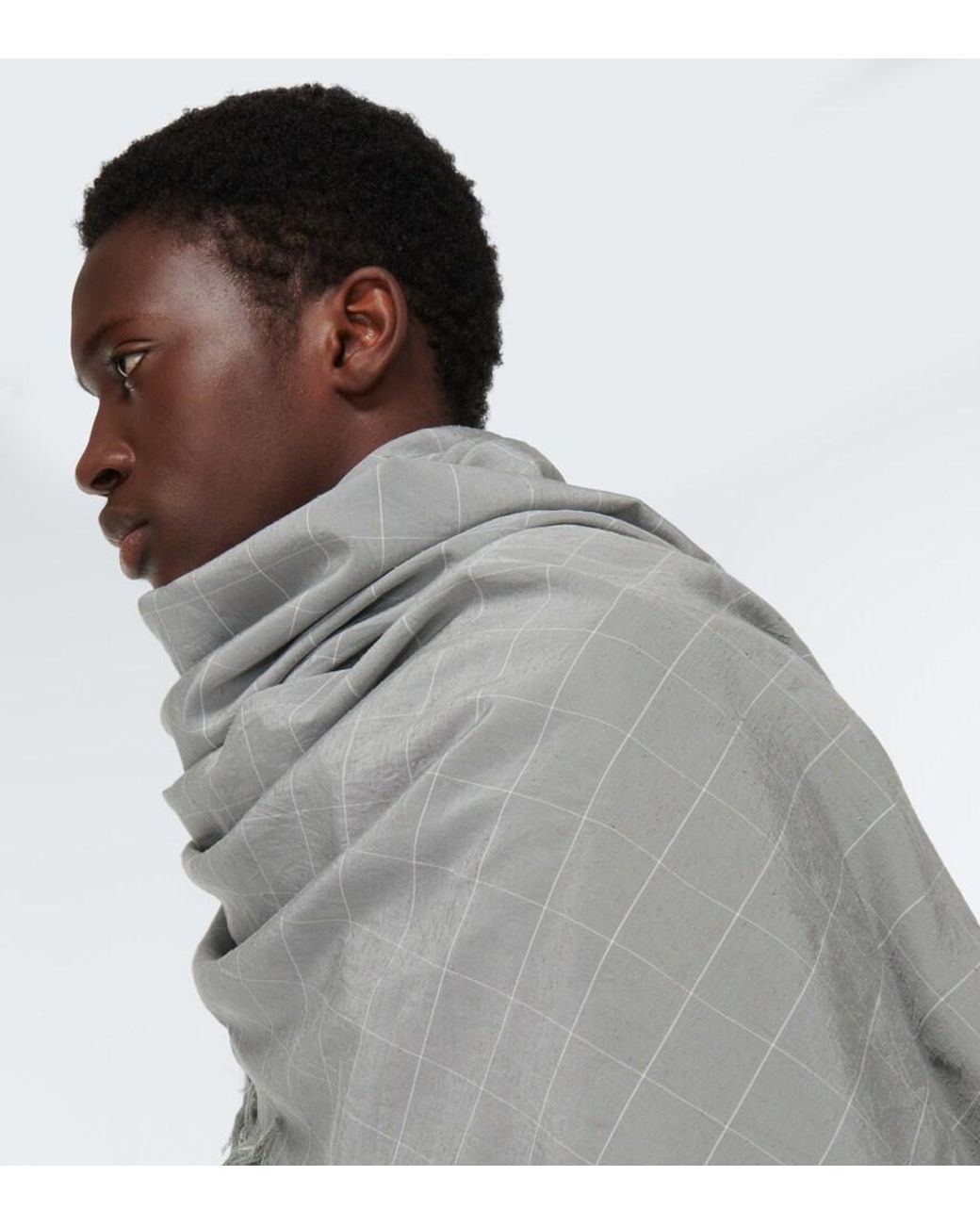 Undercover Gray Checked Scarf for men