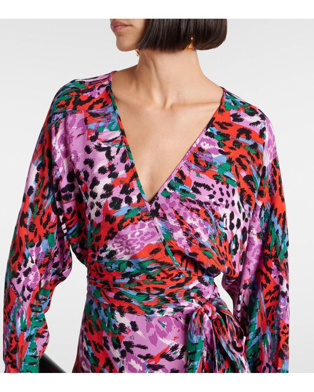Diane von Furstenberg Red Eloise Leopard-Print Midi Dress
