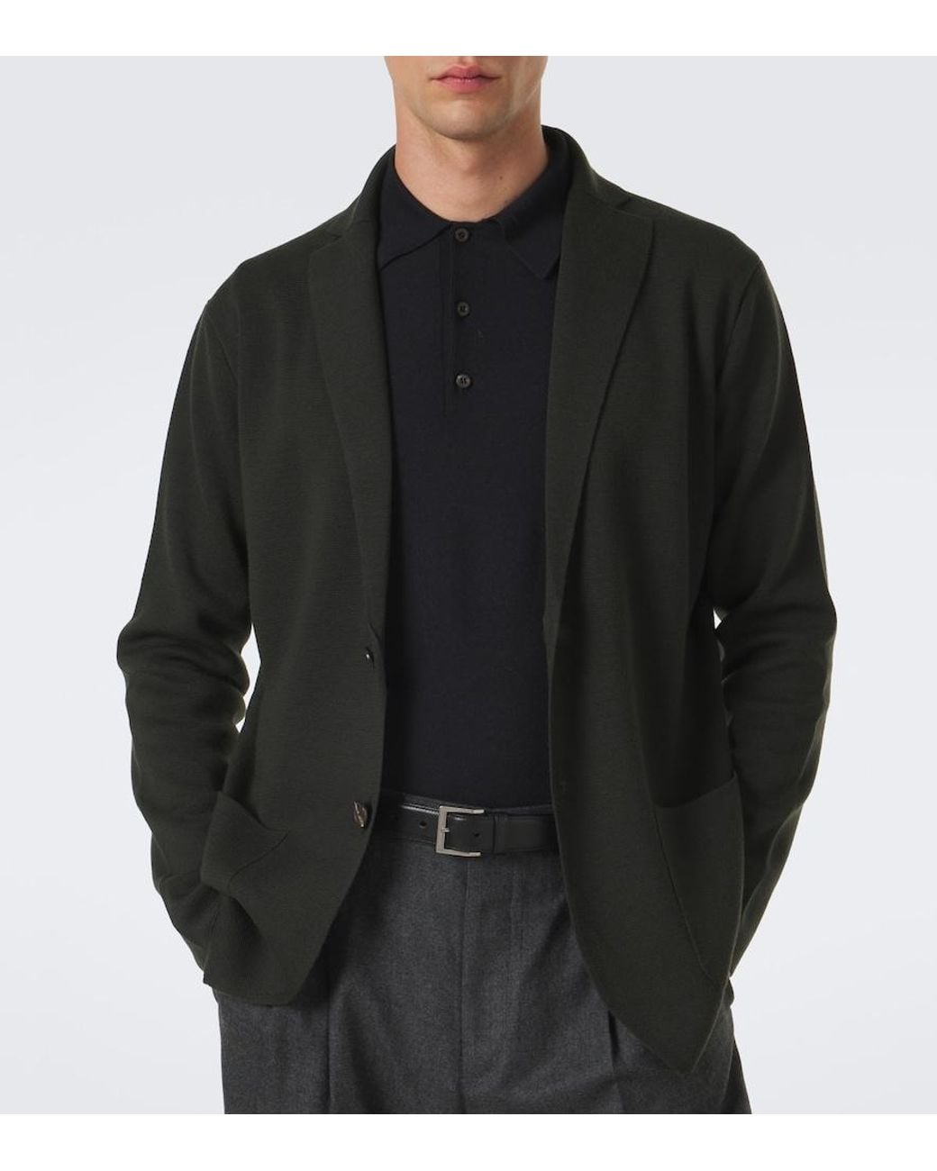 Thom Sweeney Black Knitted Wool Blazer for men