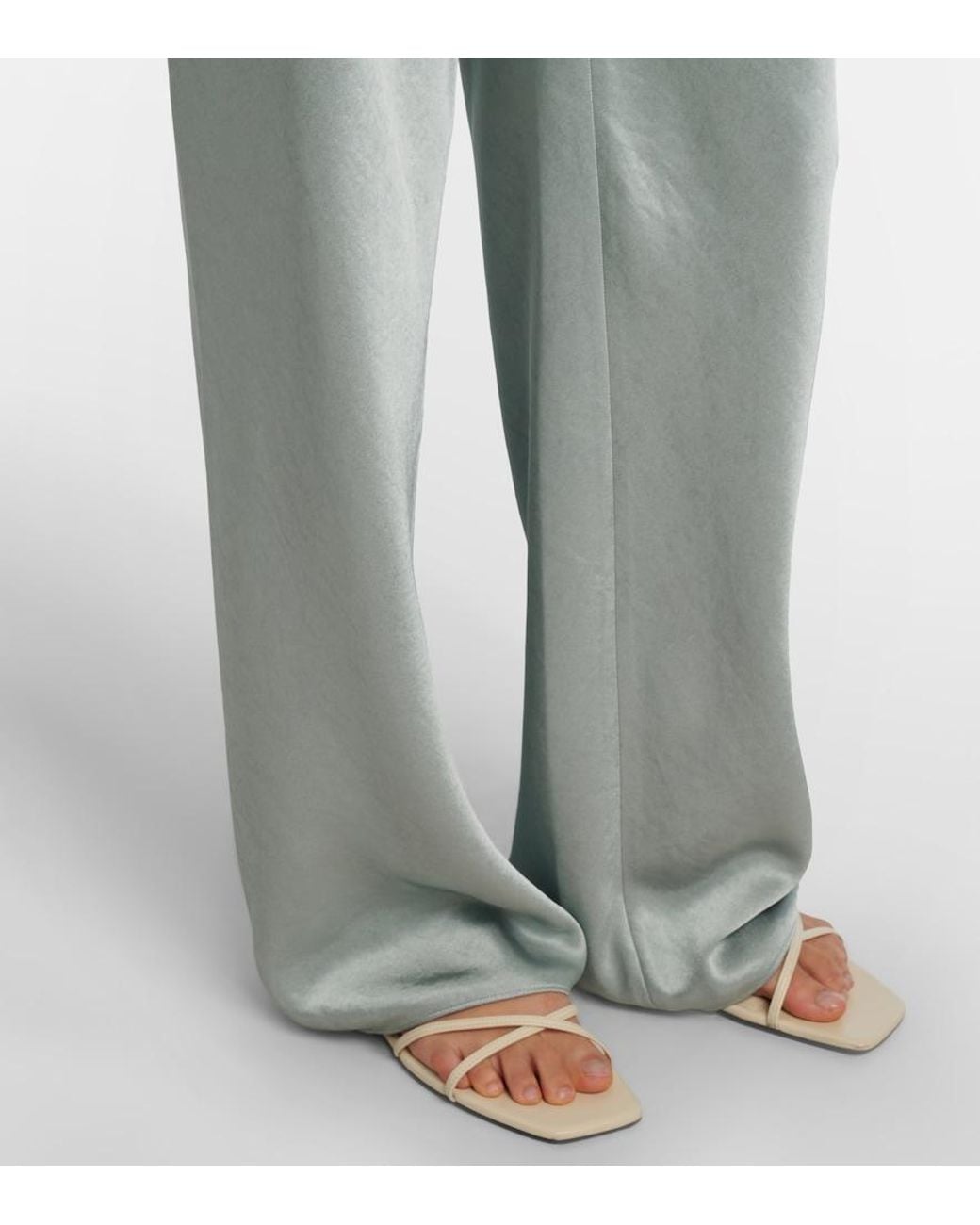Vince Green Satin Wide-Leg Pants