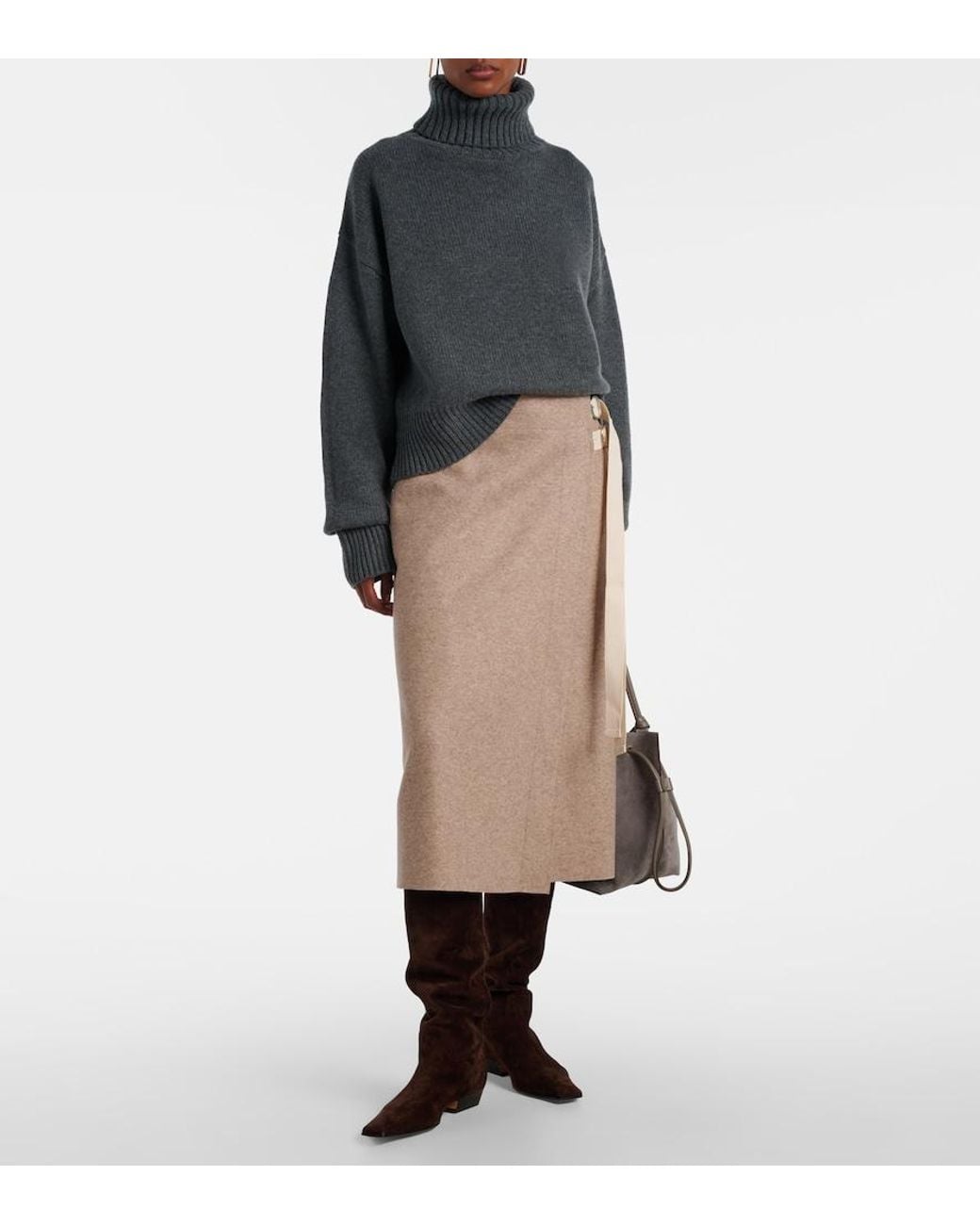 Extreme Cashmere Gray N°434 Crop Xtra Turtleneck Sweater