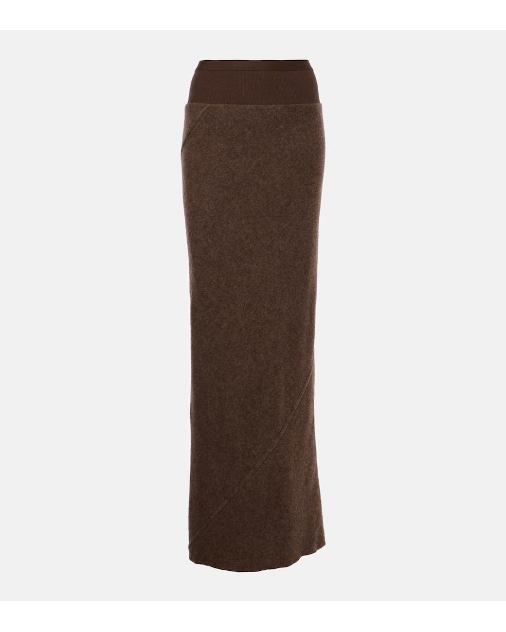 Rick Owens Brown Coda Wool Maxi Skirt