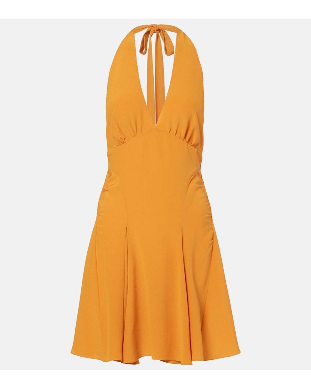 Saint Laurent Orange A Dos Nu Silk Satin Minidress