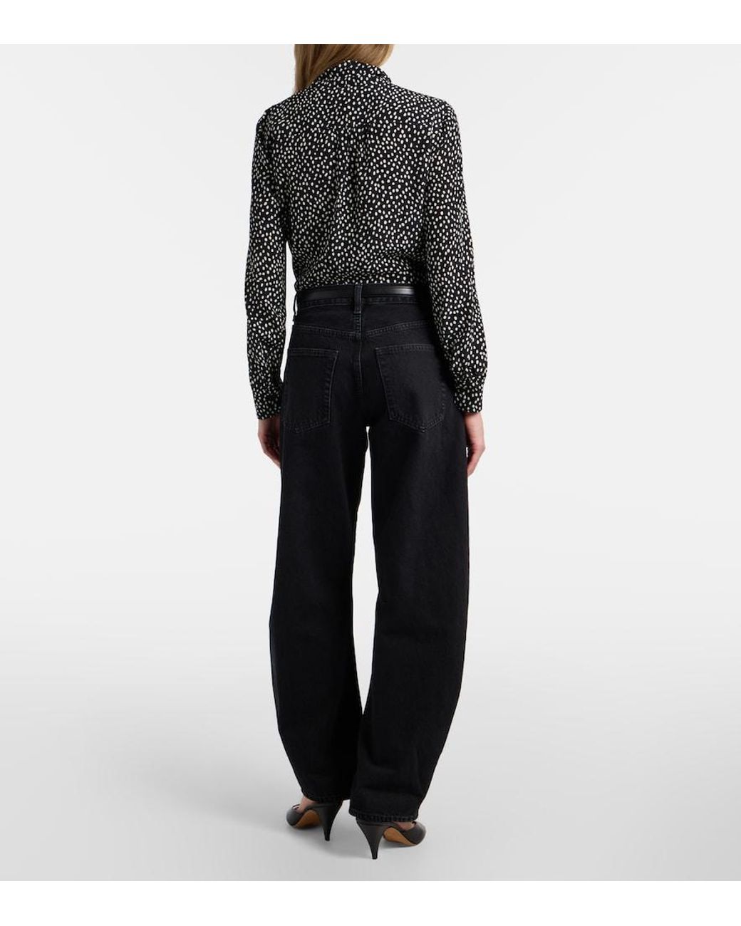 FRAME Blue The Bubble Barrel-Leg Jeans
