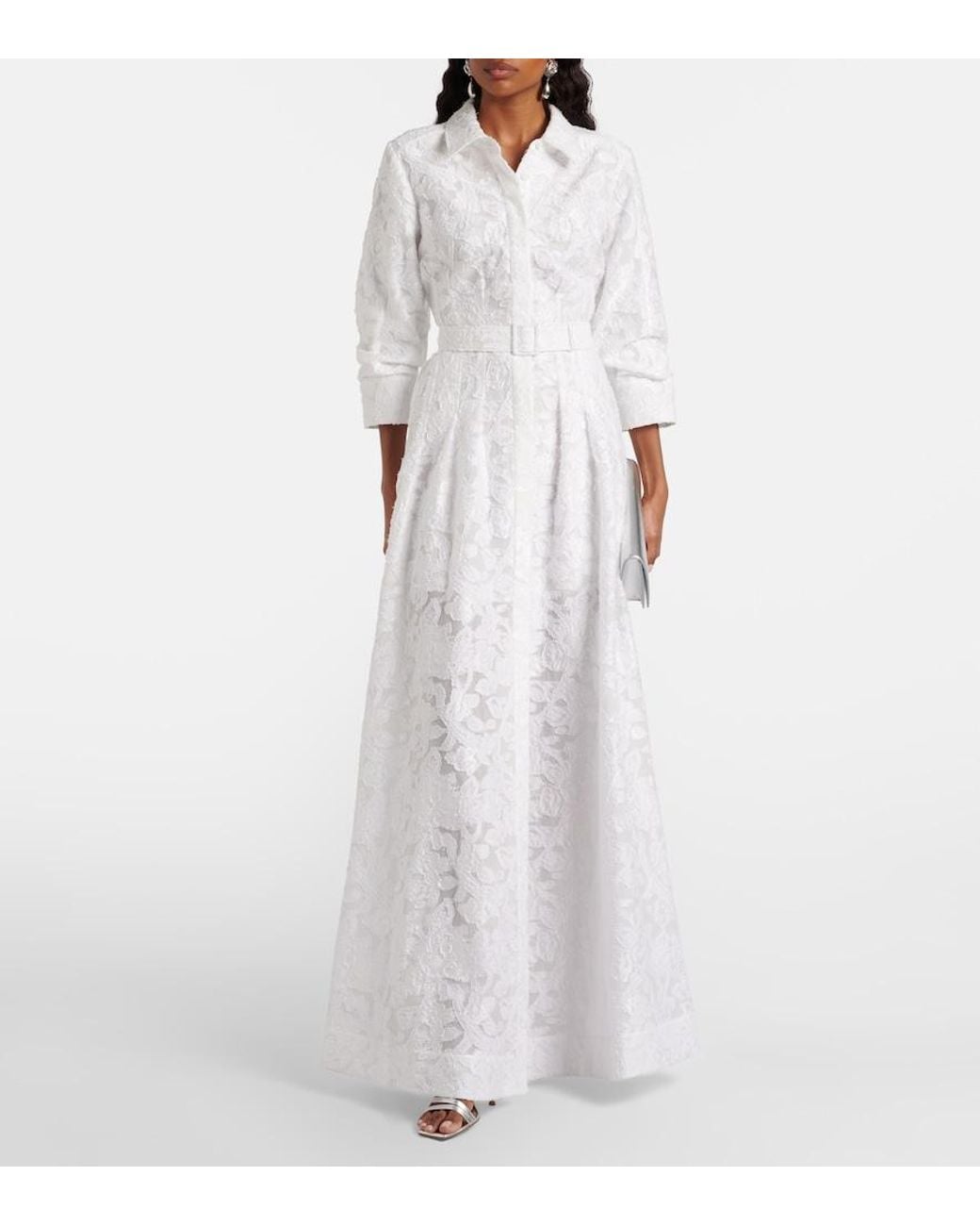 Jonathan Simkhai White Courtney Organza Jacquard Gown