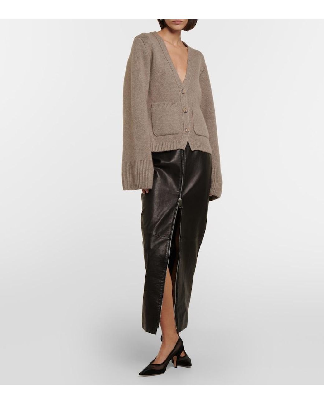 Khaite Gray The Scarlet Cashmere-Blend Cardigan