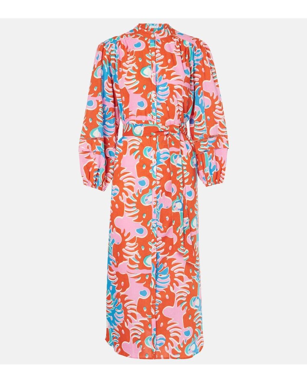 Poupette Red Cathy Printed Cotton Shirt Dress