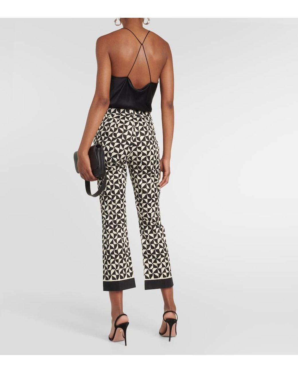 Max Mara Black Nereo Printed Cropped Pants