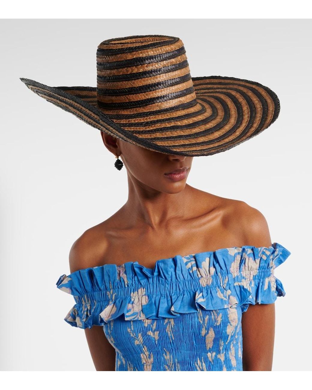 Poupette Brown Angel Striped Sun Hat