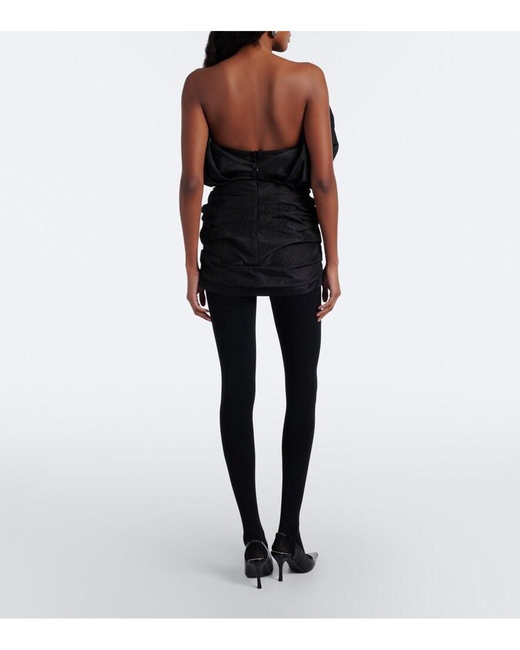 Magda Butrym Black Ruched Silk Bustier Dress
