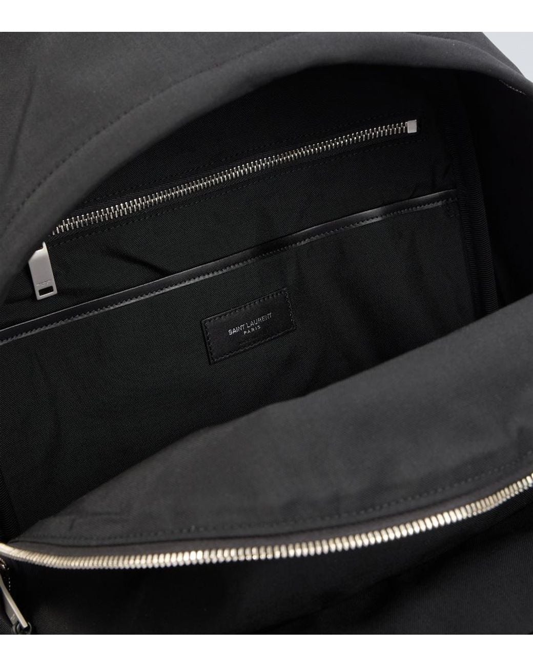 Saint Laurent Black City Leather-Trimmed Canvas Backpack for men