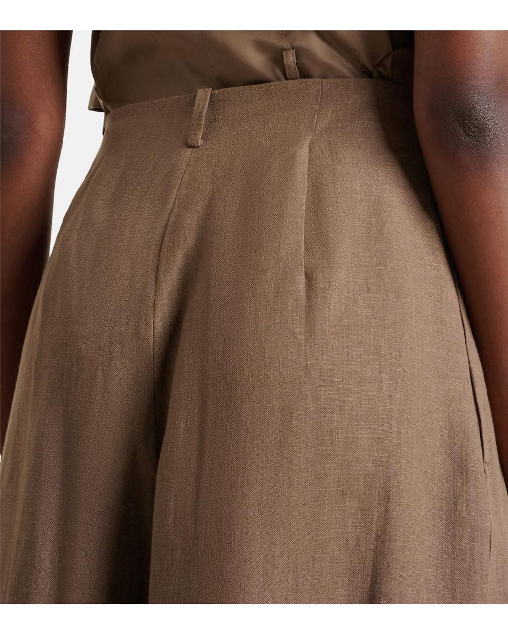 Ralph Lauren Brown Greer Linen, Cashmere, And Silk Wide-Leg Pants