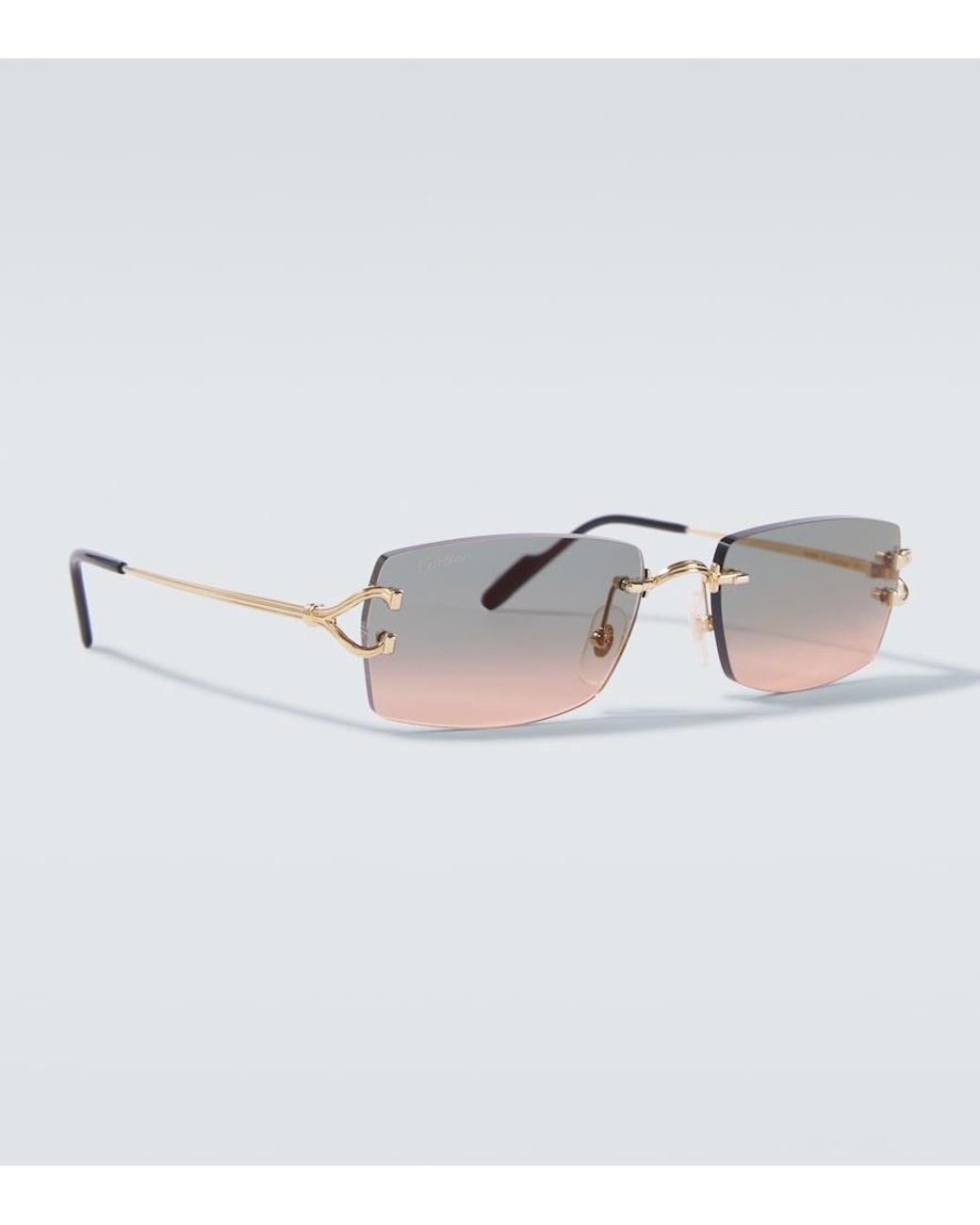 Cartier Gray Decor C De Cartier Rectangular Sunglasses for men