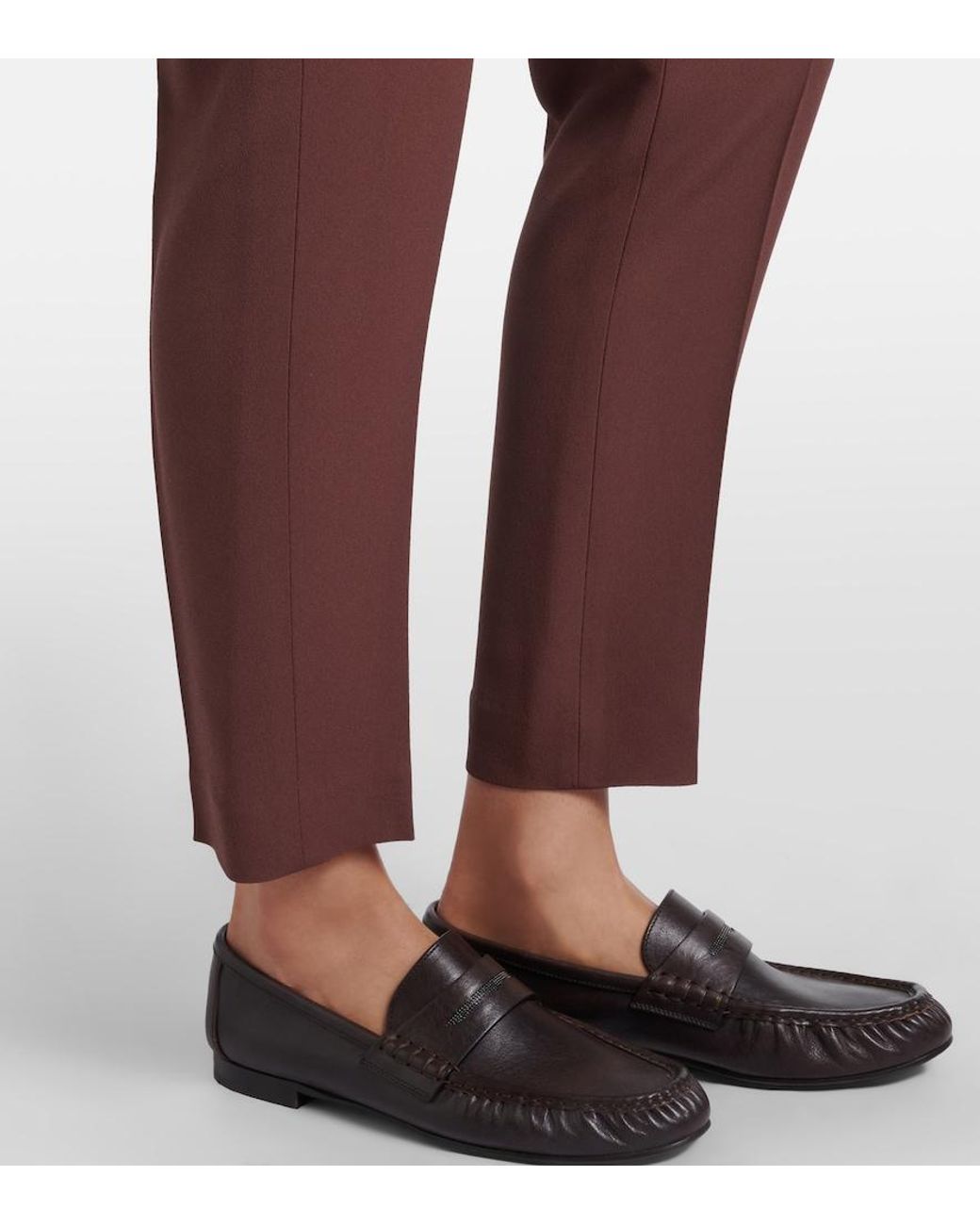 Brunello Cucinelli Purple Crepe Straight Pants