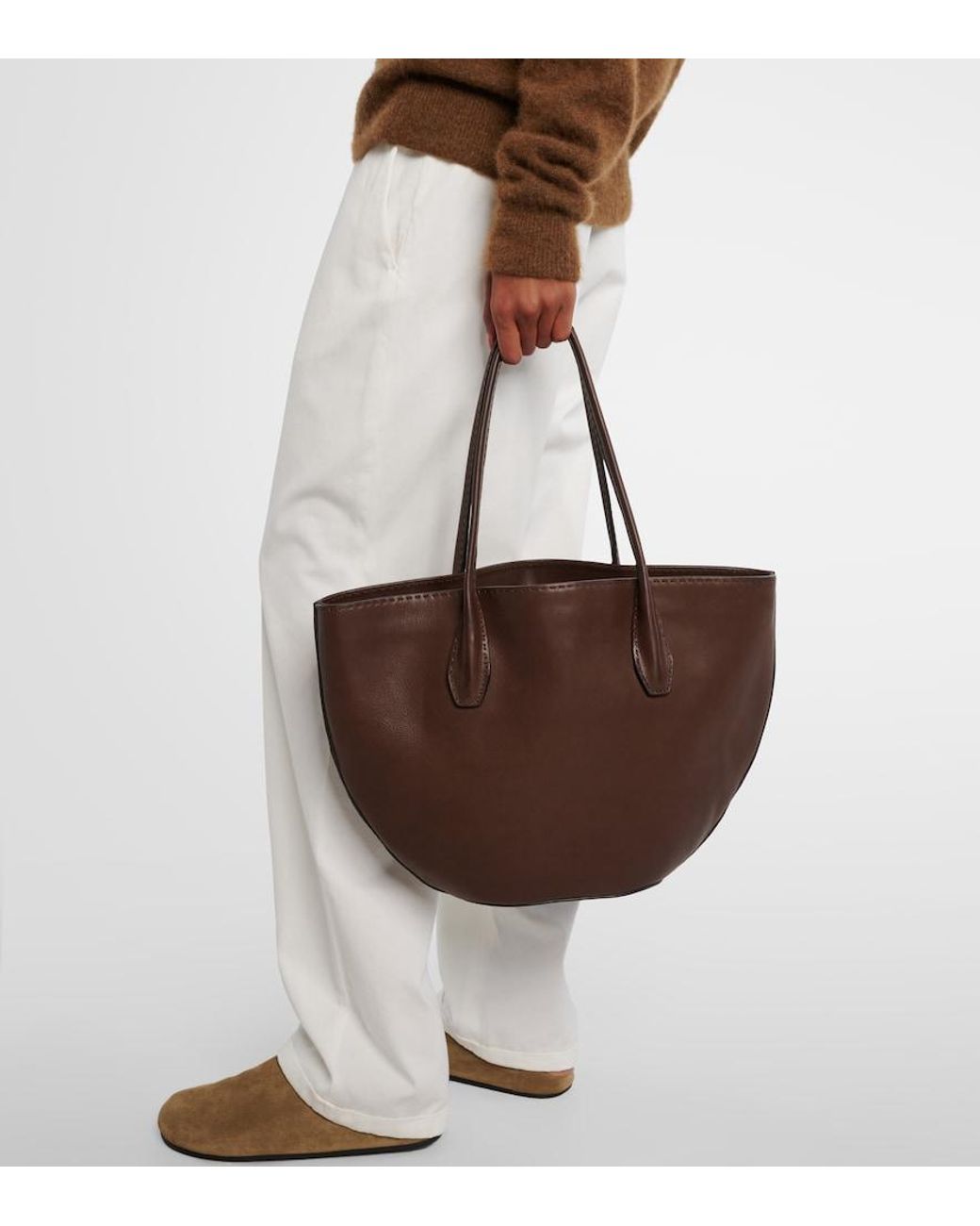 The Row Brown Alger Leather Tote Bag
