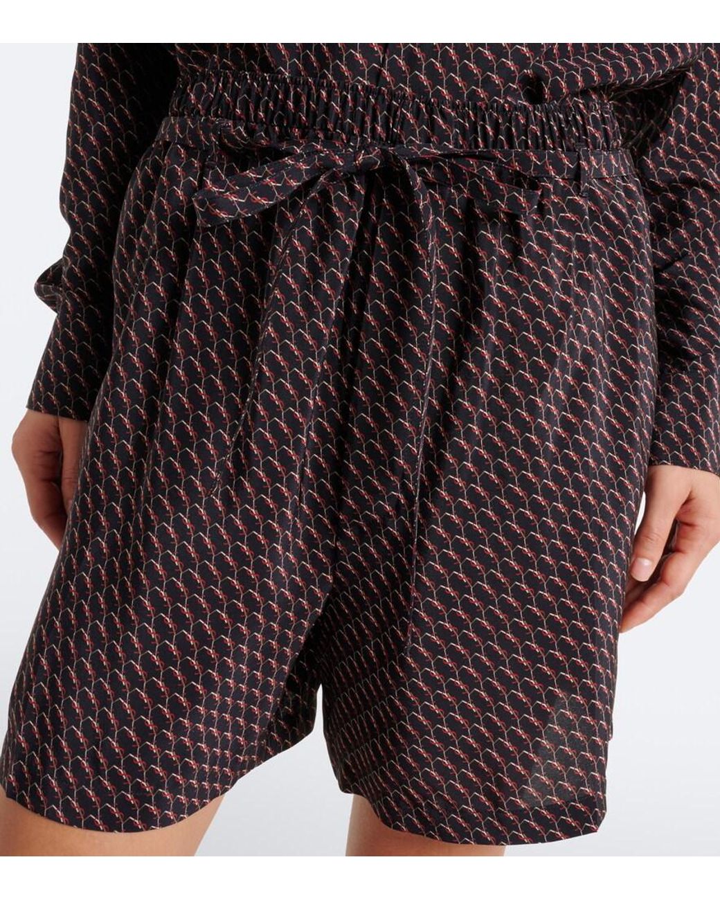 Saint Laurent Black Cassandre Printed Silk Shorts