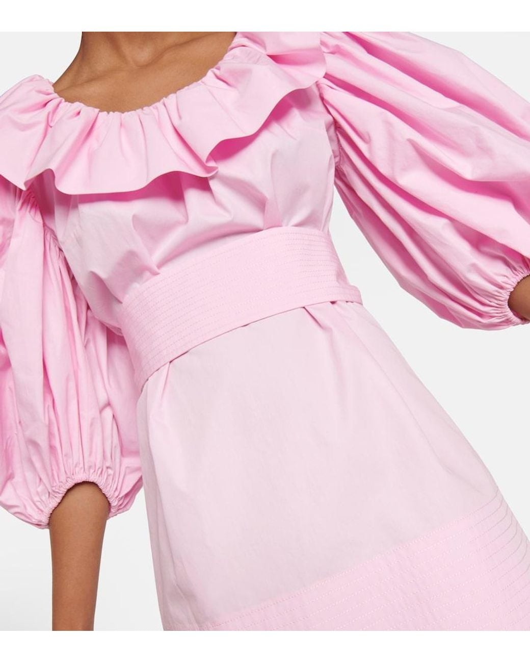 Patou Pink Puff-sleeve Cotton Minidress