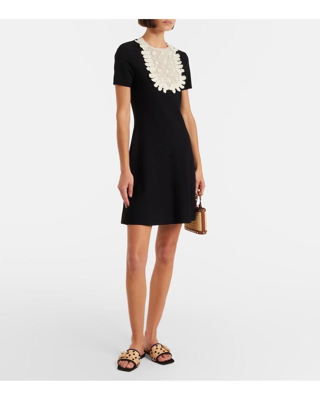 Roger Vivier Black Tres Vivier Polka-Dot Suede-Trimmed Slides