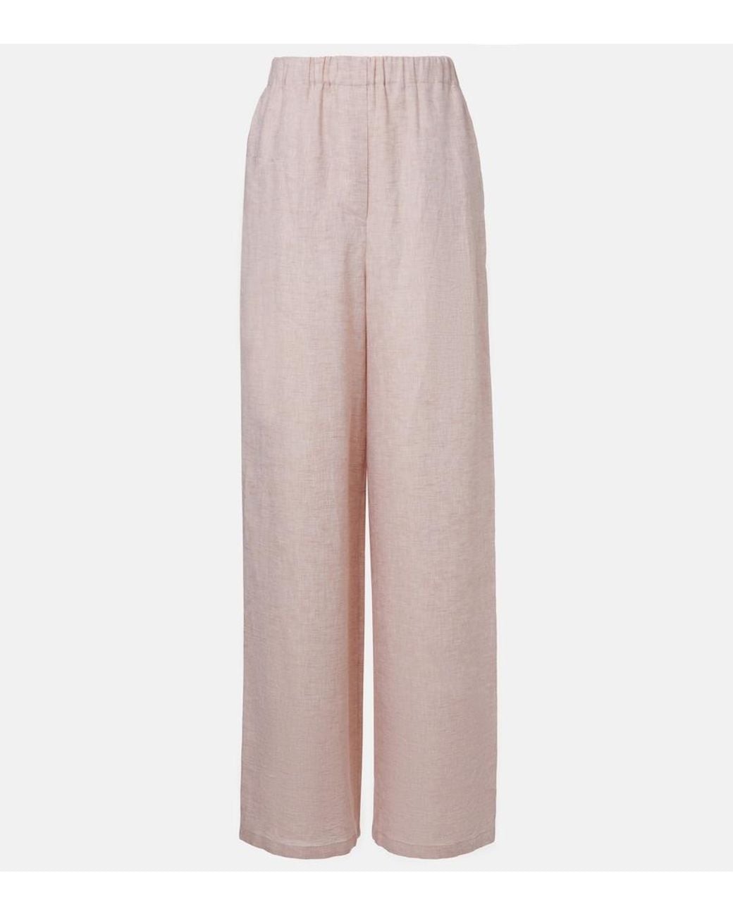 Loro Piana Pink Valerio Linen Wide-Leg Pants