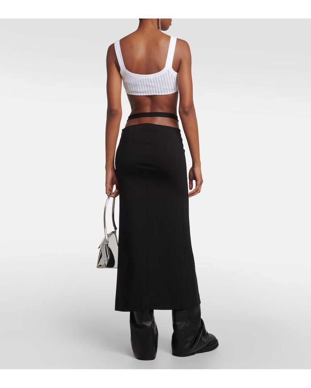 The Attico Black Cutout Midi Skirt