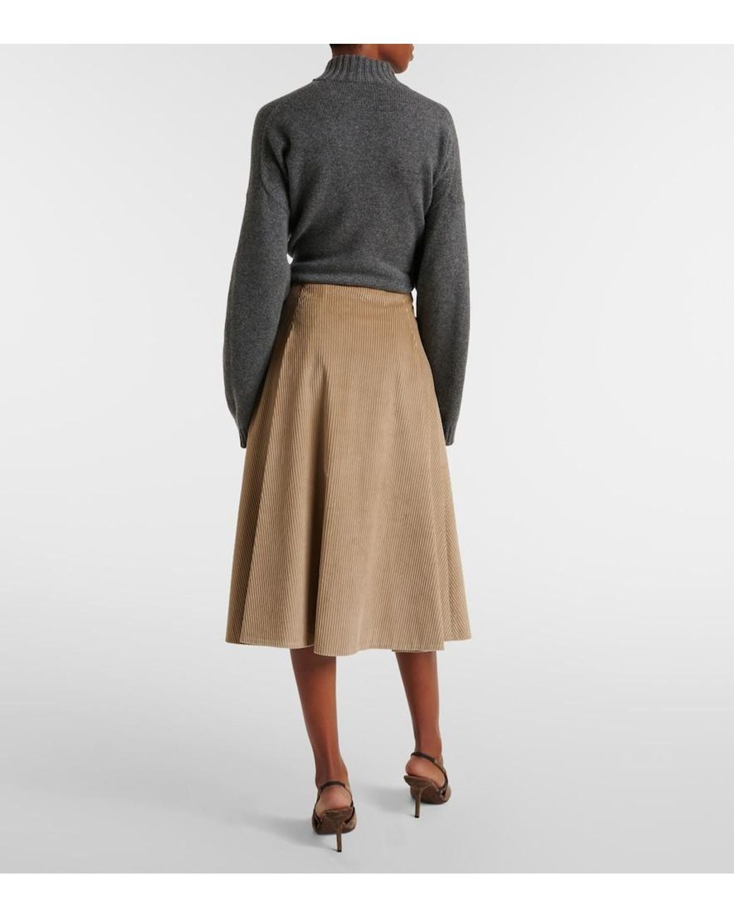 Brunello Cucinelli Natural Cotton Midi Skirt