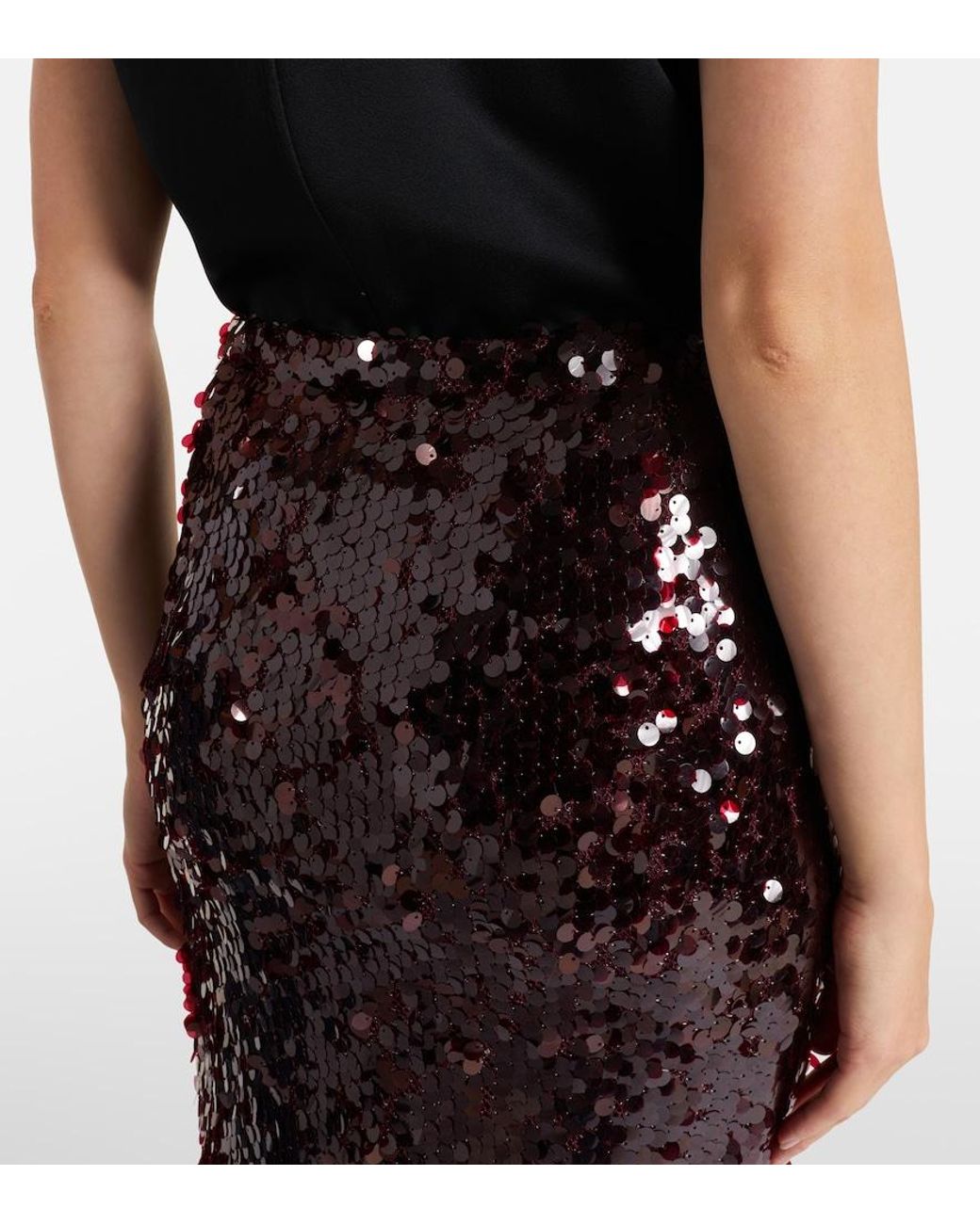 Christopher Esber Black Opaline Sequined Midi Skirt