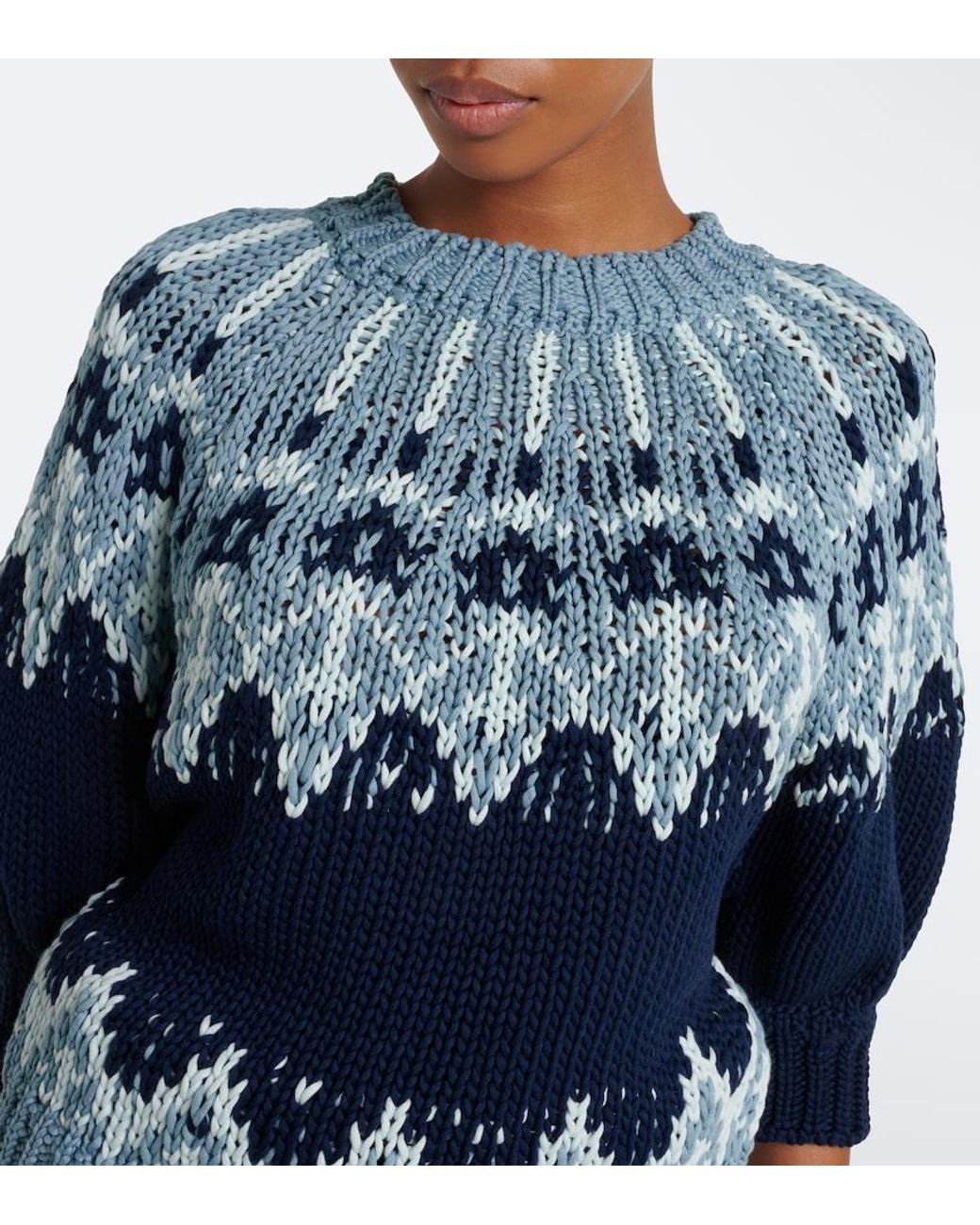 Altuzarra Blue Marty Fair Isle Cotton Sweater