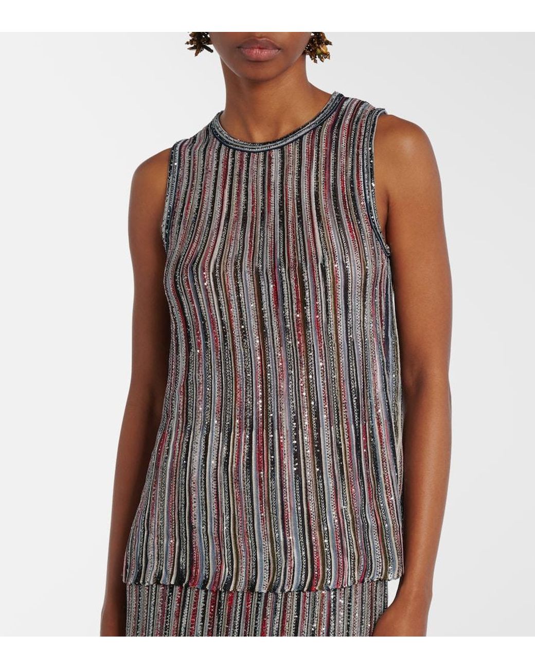 Missoni Multicolor Sequined Striped Lame Top