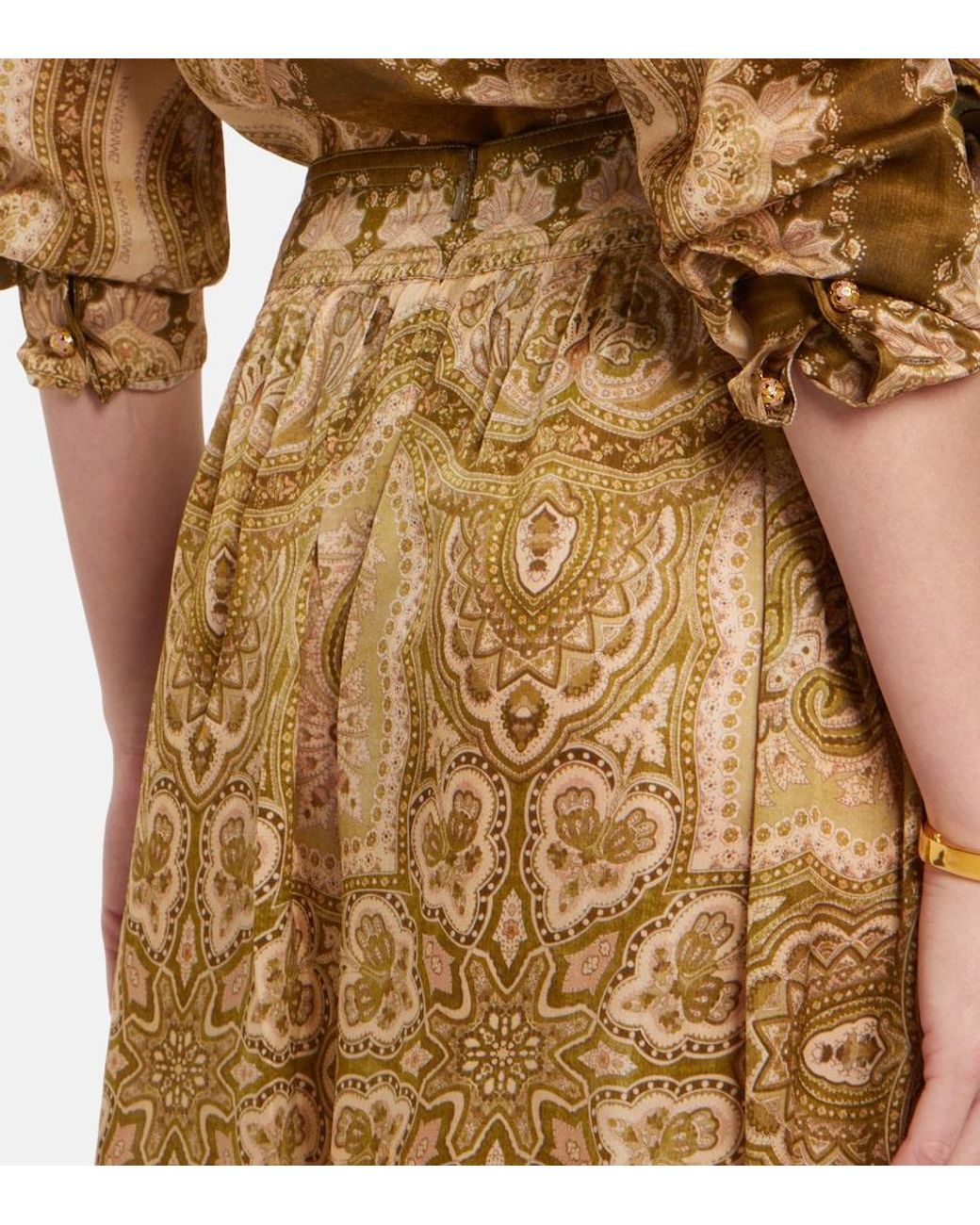 Zimmermann Natural Luna Paisley Silk Satin Balloon Pants