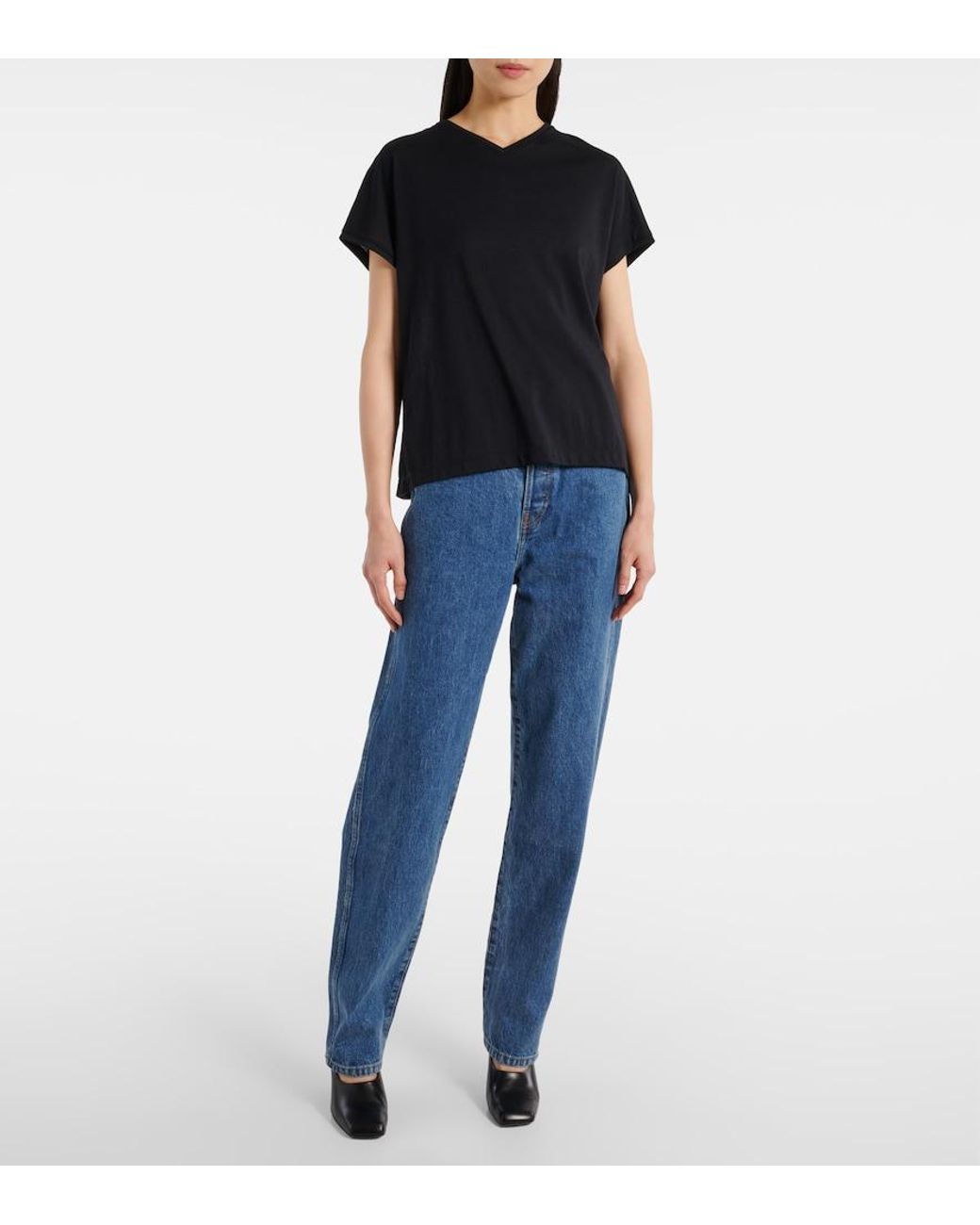 Khaite Black Devra Cotton-Blend Top