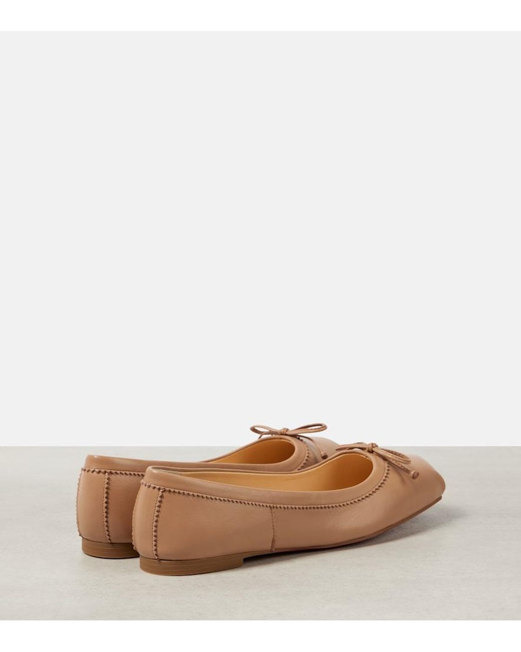 Christian Louboutin Brown Mamadrague Bow-Embellished Leather Flats