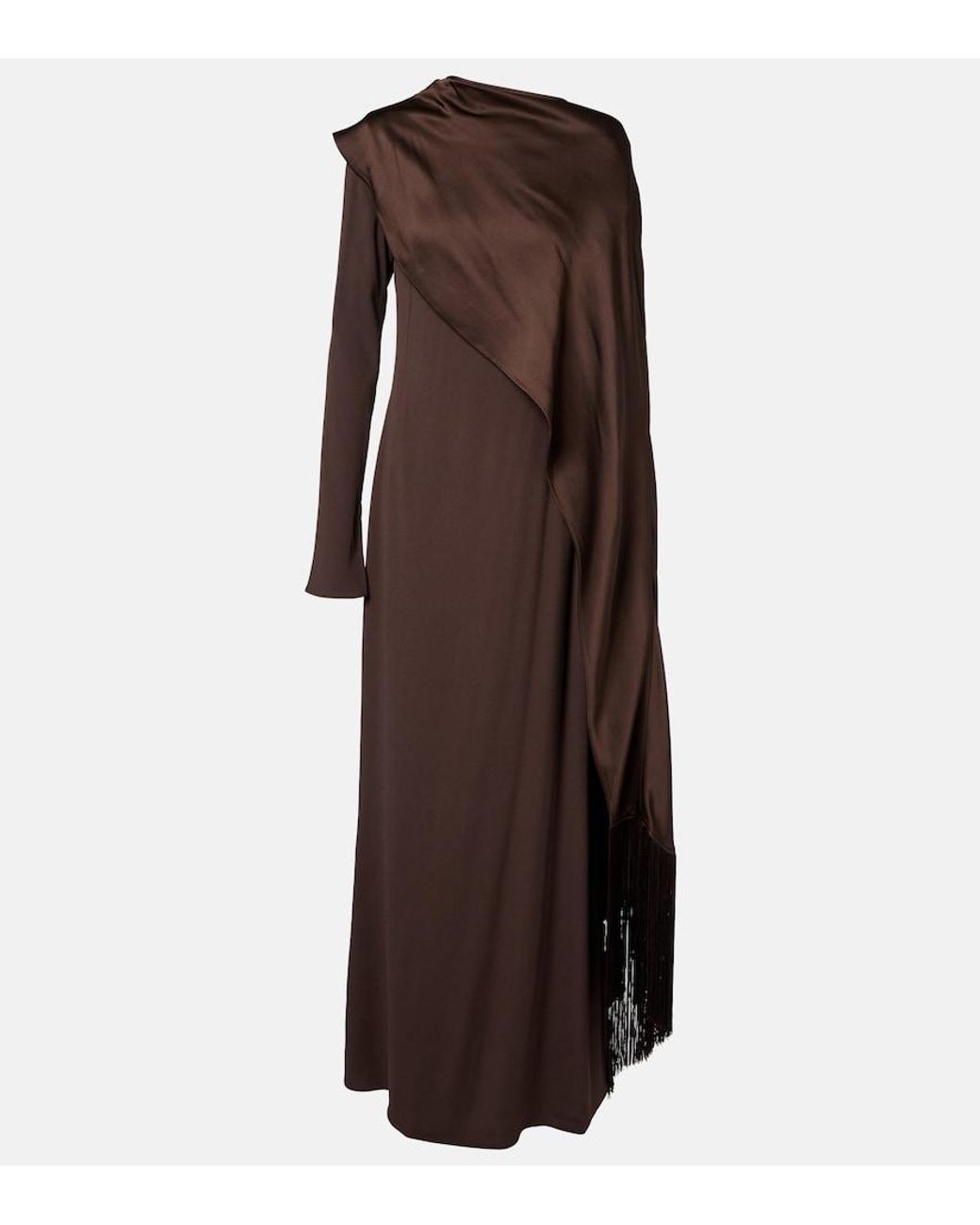 Taller Marmo Brown Mounia Caped Crepe Cady Gown