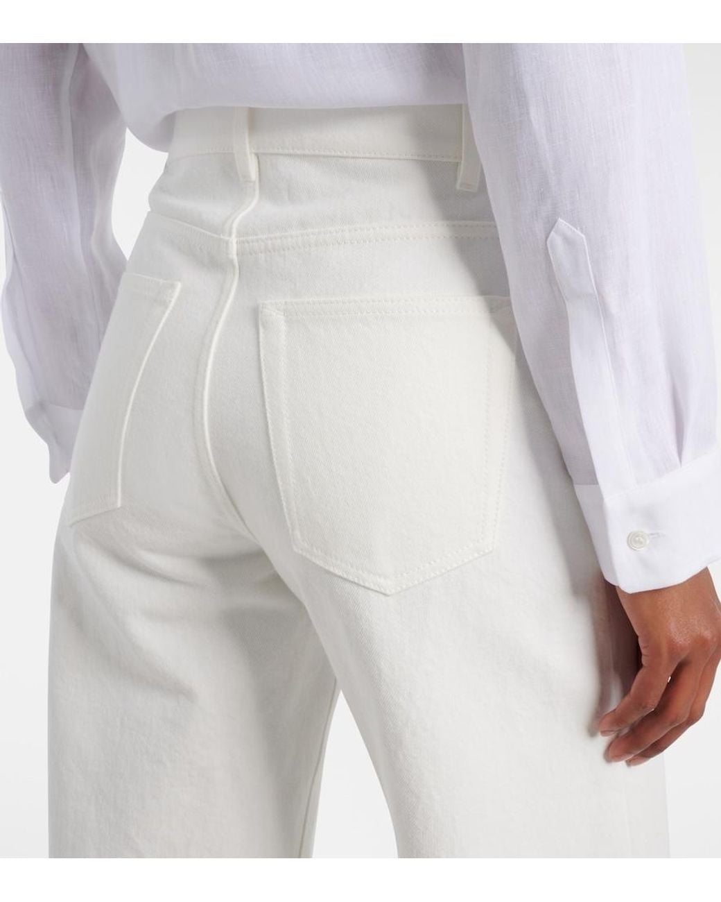 Gabriela Hearst White Amoret Barrel-Leg Jeans