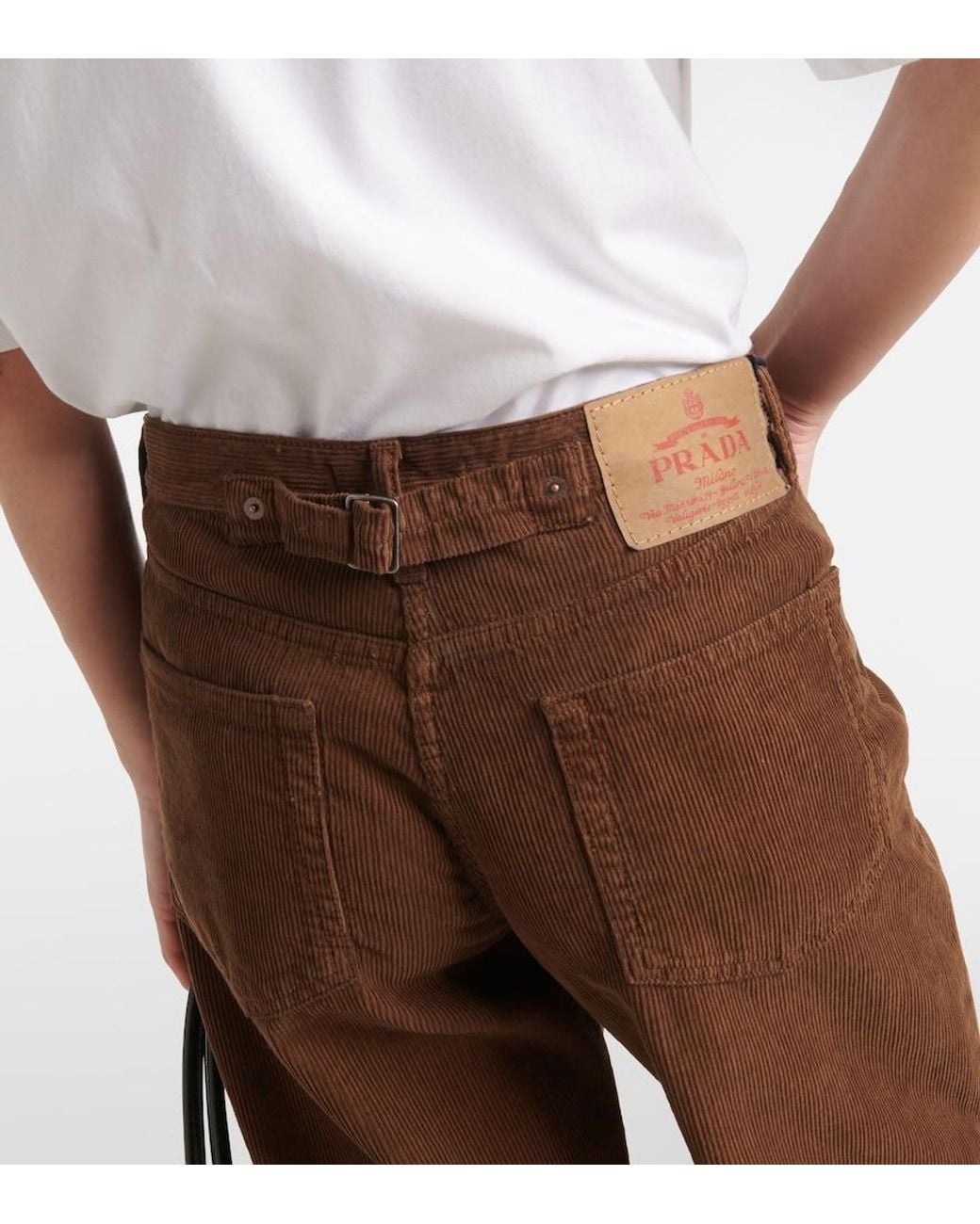Prada Brown Cotton Corduroy Wide-Leg Pants
