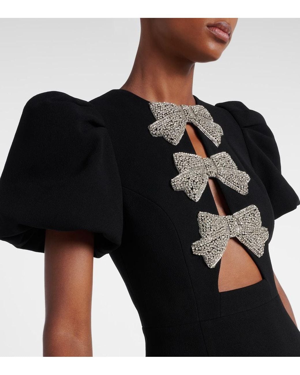 Rebecca Vallance Black Violetta Bow-Detail Gown