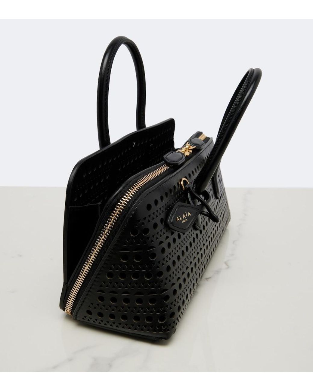 Alaïa Black Delta Small Vienne Leather Top-Handle Bag