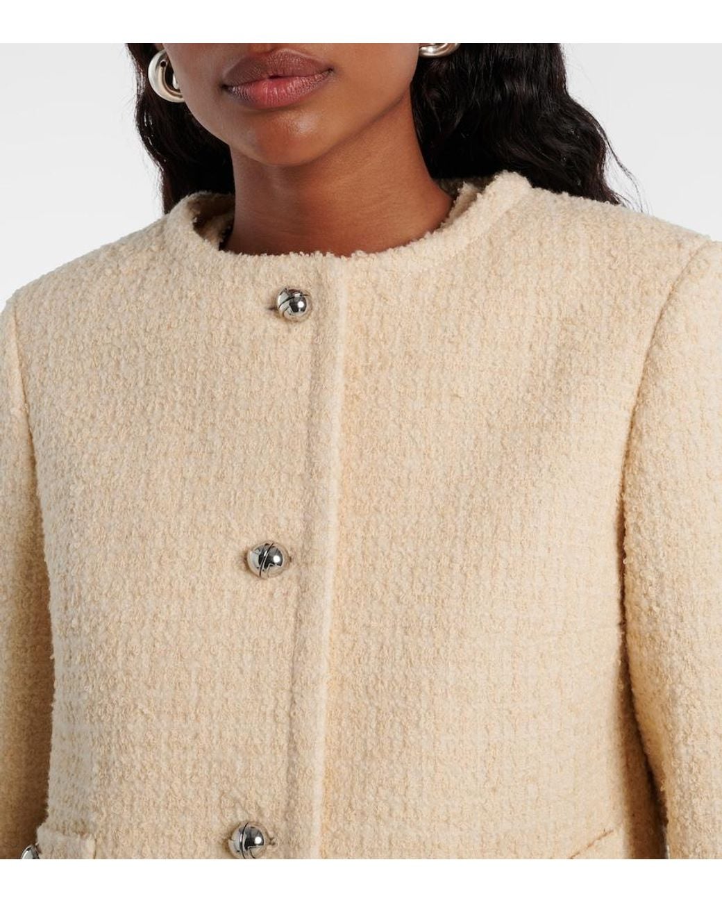 Patou Natural Logo Wool-Blend Boucle Jacket