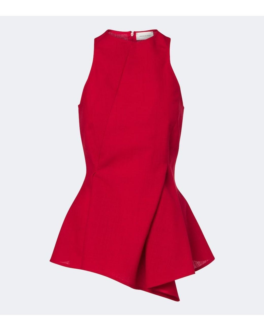 Magda Butrym Red Asymmetric Virgin Wool Top