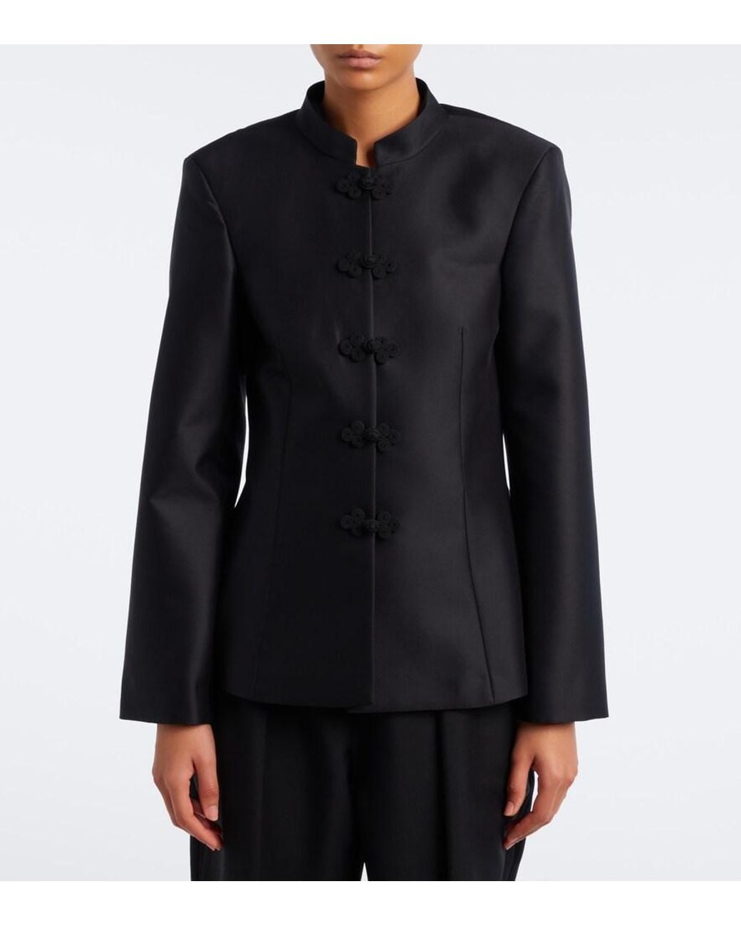 Rohe Black Wool And Silk Satin Jacket