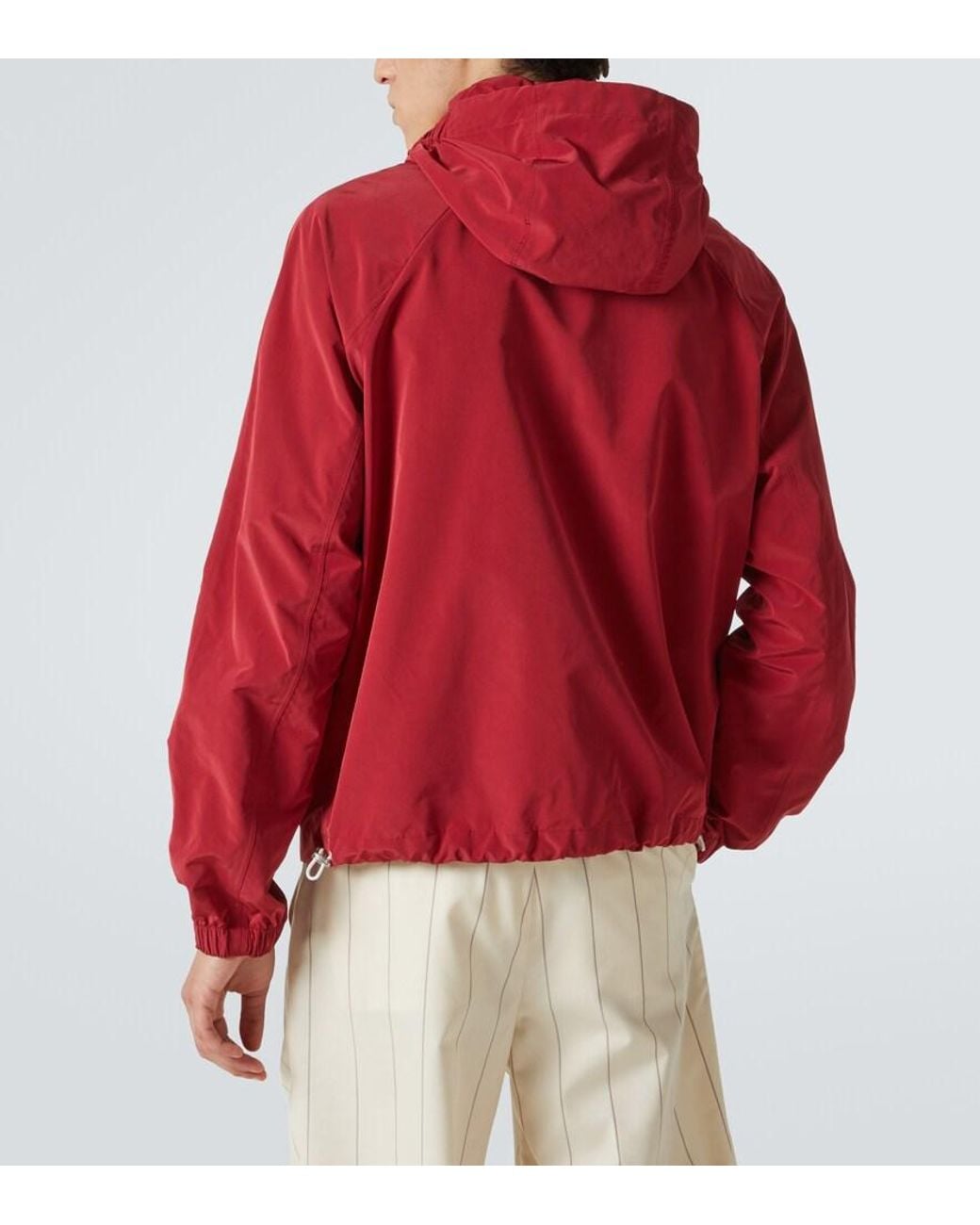 Brunello Cucinelli Red Hooded Raincoat for men