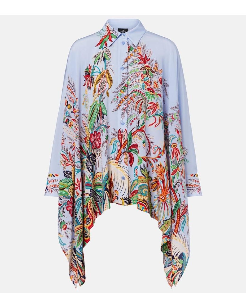 Etro White Floral Silk Shirt