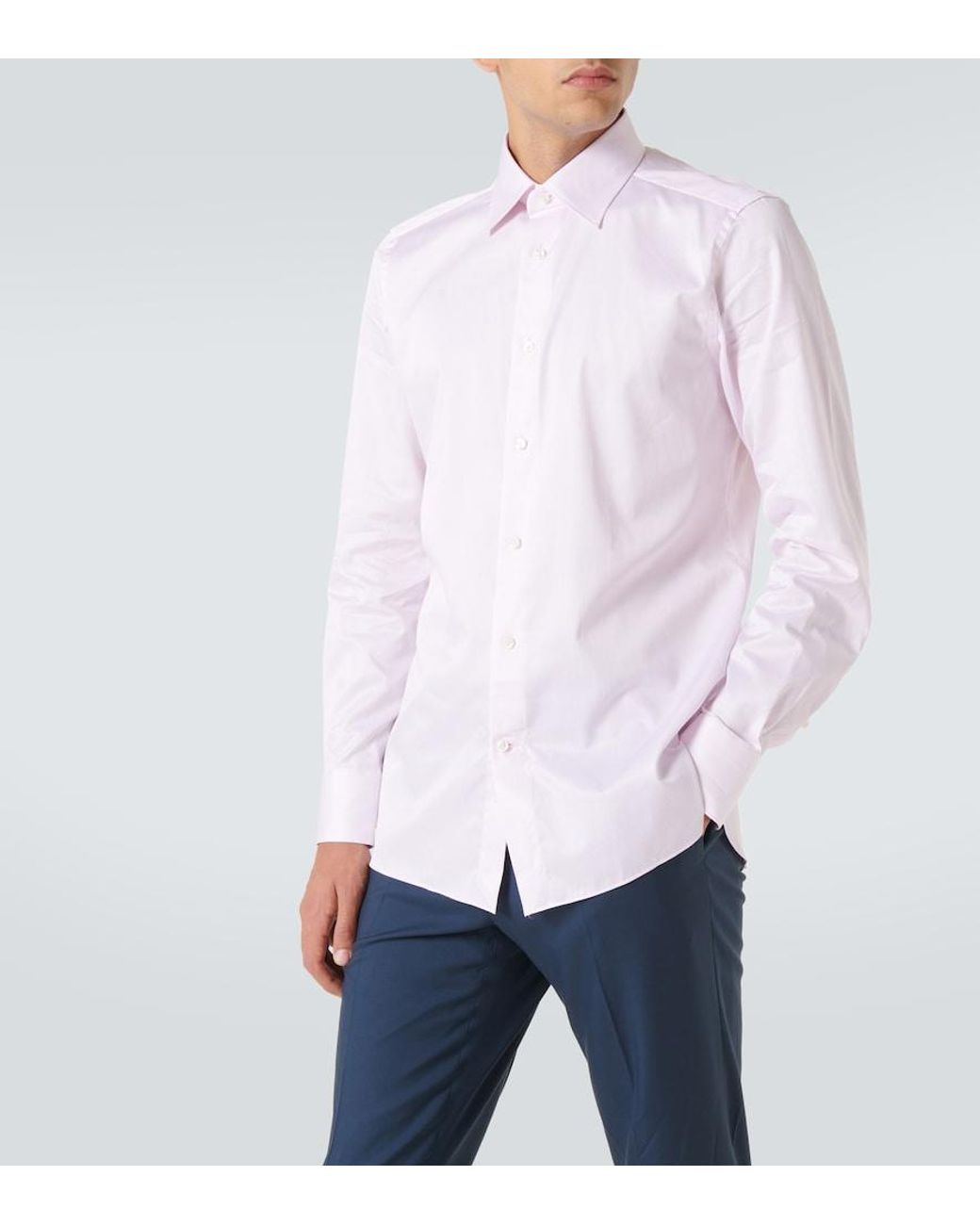 Zegna Pink Trofeo Striped Cotton Shirt for men
